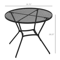 Outsunny 35" Round Patio Dining Table Steel Outside Table with Mesh Tabletop for Garden Backyard Poolside, Black(m-3)