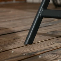 Outsunny Foldable Outdoor Dining Table with Umbrella Hole, Patio Table for 6 with Glass Top Table, Metal Frame for Garden Lawn Backyard, Black(m-10)