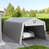Outsunny 11' x 20' Portable Garage, Heavy Duty Carport Canopy with Ventilation Windows and Large Roll-up Door, Grey(m-8)