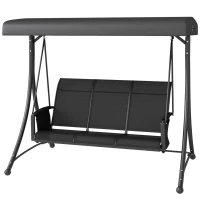 Outsunny 3 Person Outdoor Porch Swing Chair with Adjustable Canopy, Black(m-2)