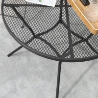 Outsunny 35" Round Patio Dining Table Steel Outside Table with Mesh Tabletop for Garden Backyard Poolside, Black(m-6)