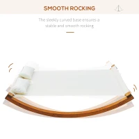 Outsunny Rocking Double Sun Lounger Hammock with Curved Wooden Stand Outdoor Yard Patio, White Teak(m-4)