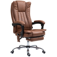 Vinsetto Massage Office Chair with 6 Points and Heat, Reclining Computer Chair with Adjustable Height and Footrest, Brown