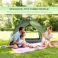 Outsunny Camping Tent, 3 Person Family Tent, 1000mm Waterproof, with Sewn-in Groundsheet and Carry Bag,  for Fishing, Dark Green(m-4)