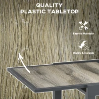 Outsunny Extendable Dining Table, Rectangular Patio Outdoor Table with Aluminum Frame and Plastic Board Tabletop for Lawn, Beige(m-6)