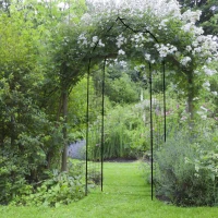 Outsunny 8FT Metal Garden Arch, Decorative Arbor Trellis for Climbing Plants, Wedding, Party, Event, Holiday, Black(m-8)