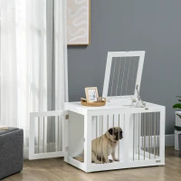 PawHut 31.5" Dog Crate Furniture with Double Doors, for Medium Dogs, White(m-8)