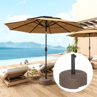 Outsunny Round Patio Umbrella Base Holder, Heavy Duty Outdoor Umbrella Stand Base, Filled Up to 44lbs with Stand or 40lbs with Water for Garden, Poolside, Brown(m-2)