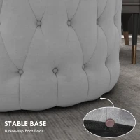 HOMCOM Round Ottoman Coffee Table with Velvet-feel Upholstery, Button Tufted Design and Padded Seat, Gray(m-6)