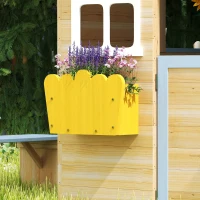 Outsunny Wooden Playhouse for Kids Outdoor Garden with Working Door, Windows, Bench, Service Station, Flowers Pot Holder, Blue(m-9)