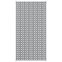 Outsunny Reversible Outdoor Rug Carpet RV Camping Rugs with Carry Bag, 9' x 18', Black & White Clover