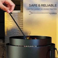 Outsunny Smokeless Fire Pit with Ash Catcher, Portable Wood Burning Firepit with Poker for Garden Camping Bonfire Party, Black(m-7)