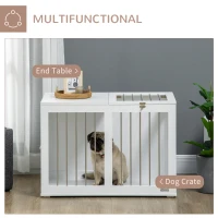 PawHut 31.5" Dog Crate Furniture with Double Doors, for Medium Dogs, White(m-4)