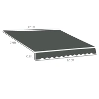 Outsunny 13' x 8' Retractable Awning Fabric Replacement Outdoor Sunshade Canopy Awning Cover, UV Protection, Grey(m-3)