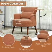HOMCOM Modern Accent Chair, Upholstered Armchair with Solid Wood Legs and Lumbar Pillow for Living Room, Orange(m-5)