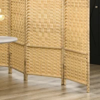 HOMCOM Folding Room Divider Screen 4 Panel 6' Tall Privacy Screen Freestanding Wood Partition for Home Office, Nature Wood(m-9)