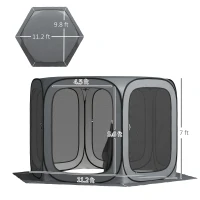 Outsunny 11 x 11ft Pop Up Screen Tent, UPF50+ Portable Camping Gazebo Screen House with Carry Bag, Dark Gray(m-3)