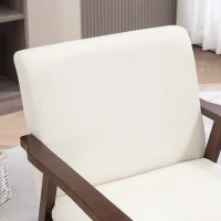 HOMCOM Modern Accent Chairs with Cushioned Seat, Upholstered Linen-Feel Armchair for Bedroom, Living Room, Cream White(m-10)