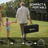 Outsunny Reversible Outdoor Rug Carpet RV Camping Rugs with Carry Bag, 9' x 12', Black & White Clover(m-4)