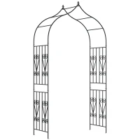 Outsunny 8.7FT Garden Arch Trellis, Outdoor Wedding Arbor for Ceremony with Scrollwork Design for Climbing Roses, Vines and Plants(m-2)