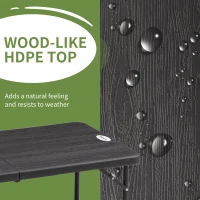 Outsunny Foldable Patio Dining Table for 4, Height Adjustable Outdoor Table for Garden Lawn Backyard, Dark Grey(m-7)