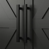 HOMCOM Farmhouse Bathroom Storage Cabinet, Bathroom Floor Cabinet with Barn Doors and Adjustable Shelf, Black(m-10)