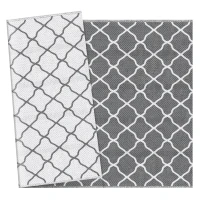 Outsunny Waterproof  Outdoor Rug, 6' x 9' RV Rug Reversible Mat for Backyard, Deck, Picnic, Beach, Camping, Grey & White Net(m-10)