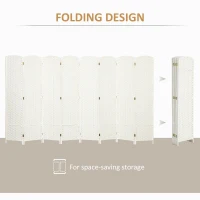 HOMCOM Folding Room Divider Screen 8 Panel 5.6 ' Tall Privacy Screen Freestanding Room Partition for Home Office, White(m-5)