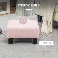 HOMCOM Small Ottoman Foot Rest, Foot Stool with Linen Fabric Upholstery and Plastic Legs, Cube Ottoman, Pink(m-5)