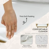 Outsunny 5 Piece PE Rattan Outdoor Furniture Set with Cushioned Chairs, Loveseat Sofa & Stackable Coffee Tables, Cream White(m-5)