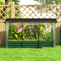 Outsunny Galvanized Steel Planter Box with Crop Cage and Shade Cloth, Raised Garden Bed for Flowers, Vegs and Herbs(m-10)