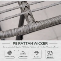 Outsunny Rattan Chair w/ Stool, Cushion, Adjustable Foot Pads, Grey(m-4)