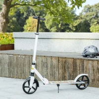 Qaba Kick Scooter for Kids Ages 6-12 with Adjustable Height, Rear-Fender Brake, 200mm Big Wheel, Foldable Design, White(m-8)