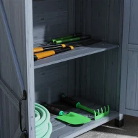 Outsunny Outdoor Wooden Potting Bench with Storage Cabinet, Shelves, Galvanized Plated Tabletop for Backyard, Balcony, Gray(m-8)