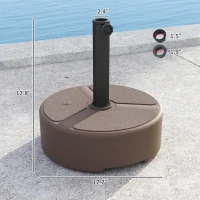 Outsunny Round Patio Umbrella Base Holder, Heavy Duty Outdoor Umbrella Stand Base, Filled Up to 44lbs with Stand or 40lbs with Water for Garden, Poolside, Brown(m-3)