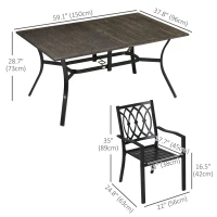 Outsunny 7 Pieces Outdoor Dining Set for 6 with Stackable Chairs with Wood Grain Top, for Garden, Patio, Backyard, Brown(m-3)