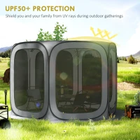 Outsunny 11 x 11ft Pop Up Screen Tent, UPF50+ Portable Camping Gazebo Screen House with Carry Bag, Dark Gray(m-6)