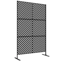 Outsunny 6.5FT Decorative Outdoor Divider, Metal Privacy Screen with Stand, Triangle Style, Black(m-11)