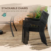 Outsunny 7 Pieces Outdoor Dining Set for 6 with Stackable Chairs with Wood Grain Top, for Garden, Patio, Backyard, Brown(m-5)