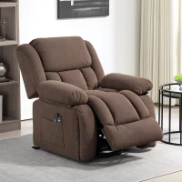 HOMCOM Overstuffed Power Lift Recliner Chair with Vibration Massage and Heat, Side Pockets, Pocket Spring, for Adults, Brown(m-10)