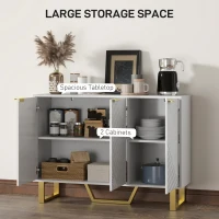 HOMCOM Sideboard Buffet Cabinet with Adjustable Shelves, Living Room Cabinet, TV Cabinet for 50 Inch TV, White(m-4)