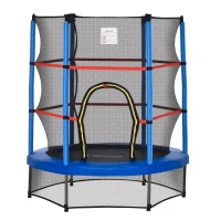 Outsunny 55" Kids Trampoline with Enclosure Net for Indoor/Outdoor, Trampoline for Boys and Girls Age 3-6 Years, Blue(m-2)