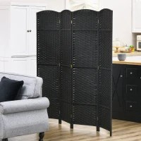 HOMCOM Folding Room Divider Screen 4 Panel 5.6 ' Tall Privacy Screen Freestanding Room Partition for Home Office, Black(m-7)