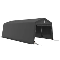 Outsunny 11' x 20' Portable Garage, Heavy Duty Carport Canopy with Ventilation Windows and Large Roll-up Door, Dark Grey(m-11)