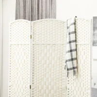 HOMCOM Folding Room Divider Screen 3 Panel 6' Tall Privacy Screen Freestanding Wood Partition for Home Office, White(m-7)