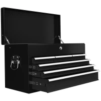 HOMCOM 6 Drawer 24" Portable Tool Box with Top Case, Ball Bearing Slides, Metal Tool Chest for Garage, Household and Warehouse(m-2)