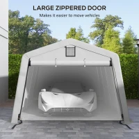 Outsunny 11' x 20' Portable Garage, Heavy Duty Carport Canopy with Ventilation Windows and Large Roll-up Door, Grey(m-6)