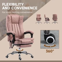 Vinsetto Massage Office Chair with 6 Points and Heat, Reclining Computer Chair with Adjustable Height and Footrest, Pink(m-5)
