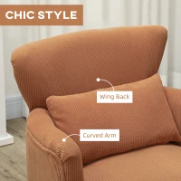 HOMCOM Modern Accent Chair, Upholstered Armchair with Solid Wood Legs and Lumbar Pillow for Living Room, Orange(m-6)