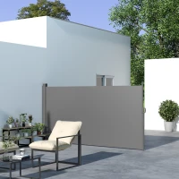 Outsunny Patio Outdoor Folding Retractable Side Awning Privacy Screen with Resistance to UV Rays & Wind, 118" x 63", Light Grey(m-8)